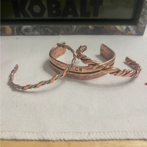 Handcrafted Copper and Silver-Tone Twisted or cuff Bracelet. Custom made